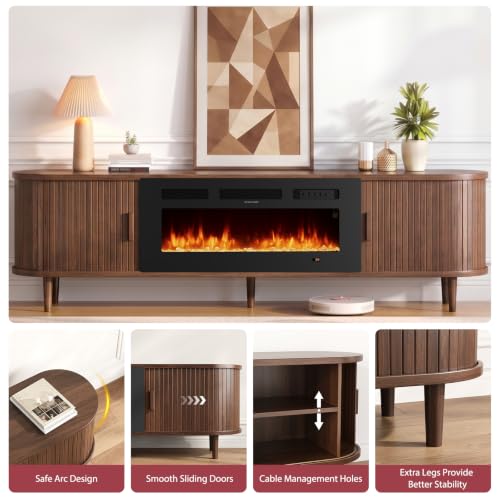 80″ Fluted Fireplace TV Stand, view 5