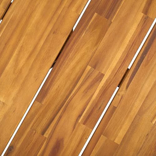 SAFAVIEH Outdoor, Leo Round Coffee Table, Natural & Black, Solid Wood, view 7