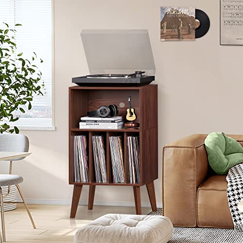 Record Player Stand, Walnut Turntable Stand Holds up to 160 Albums, view 3
