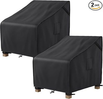 Patio Furniture Covers Waterproof, Outdoor Chair Covers for Rocking Chair, Fits up to 32W x 37D x 36H Inches, Ventilated Air Vents and Convenient Handles Included, Black, 2 Pack