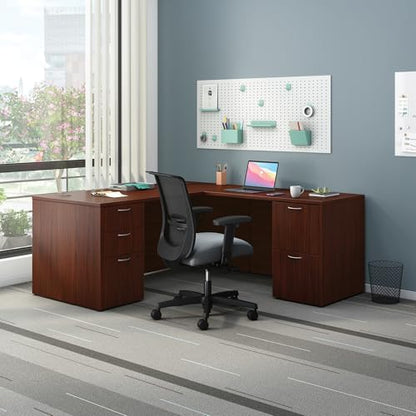 MOD L-Desk with Dual Pedestals, Home Office L Shape Executive Desk with Drawers, view 3