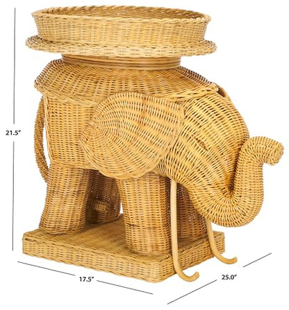 SAFAVIEH Home Collection – Balford Rattan Storage Accent Table with Tray, Fully Assembled, Natural Modern Side Table for Living Room (SEA7038A)
