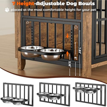 Dog Crate Furniture, 31.5" L*22.5" W*25.6" H, Brown, view 6
