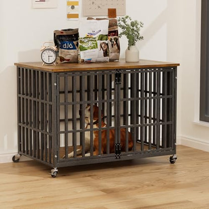 48 Inch Dog Crate Furniture, Heavy Duty Wooden Dog Kennel for Large Dogs, view 3