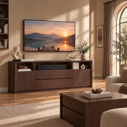 Amada 70" Mid Century TV Stand for TVs Up to 80", Thick TV Console, Walnut, view 4