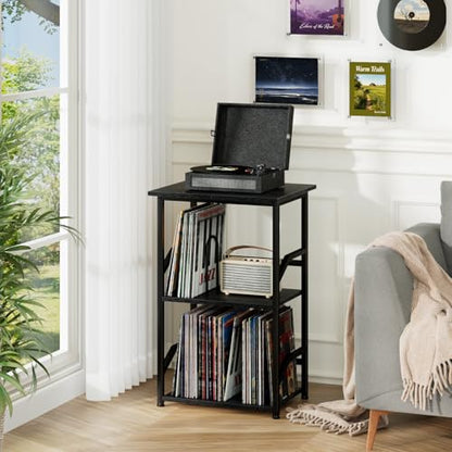 Record Player Stand, Large Vinyl Record Storage Up to 200 Albums, view 3
