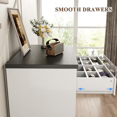 White 5 Drawer Dresser for Bedroom with LED Light & Deep Drawers, view 7