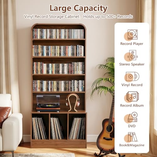 71” Tall Record Player Stand with Vinyl Storage, Turntable Stand Table, view 5
