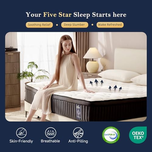 King Mattress - 12 Inch Medium Firm Ergonomic Mattress, Zoned Pocket Springs with Memory Foam for Back Support & Motion Isolation - CertiPUR-US Certified