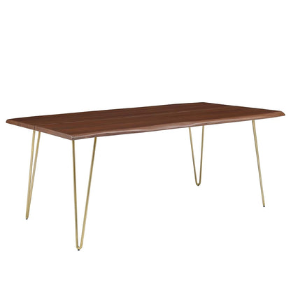 Ardor Dining Table 74 Inch Live Edge Acacia Wood Gold Walnut Finish Modern Kitchen Room Entertaining Home Furniture Quality Stylish Elegant Durable Refined Versatile