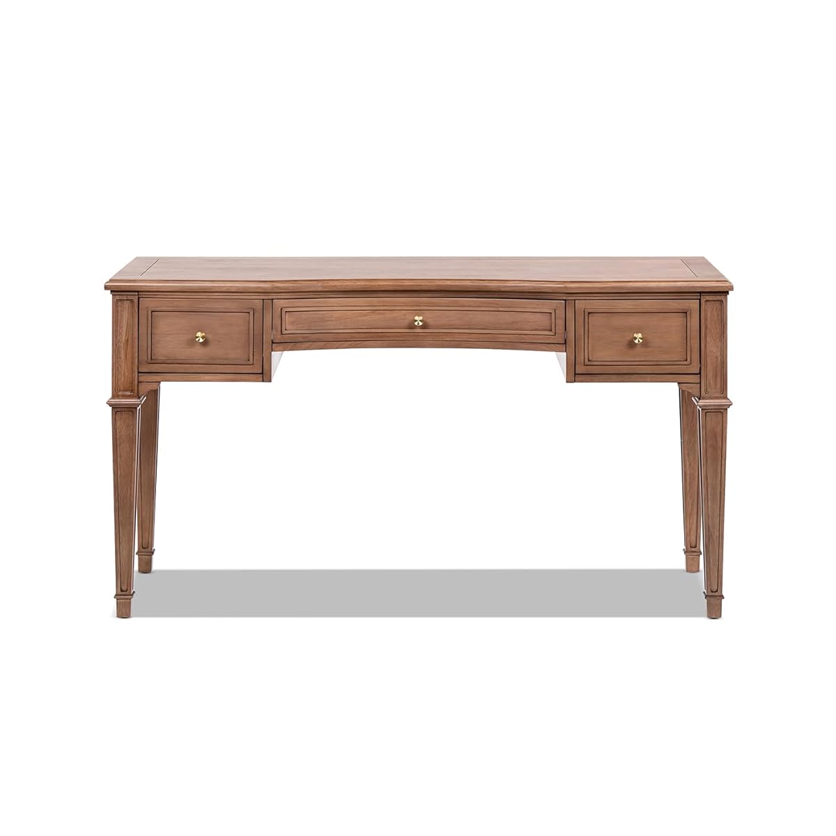Jennifer Taylor Home JTH Luxe Dauphin 55" 3-Drawer Wood Executive Desk, Natural Brown Wood