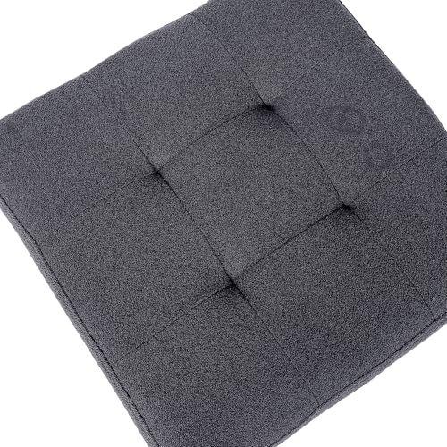 18" Square Storage Ottoman with Hinged Lid, Tufted Fabric Foot Rest Stool, Heavy Duty Cube Seat, Dark Gray – Versatile Entryway/Living Room Furniture