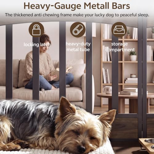 39.4" Dog Crate Furniture, Wooden Dog Cage for Small & Medium Dog, view 6