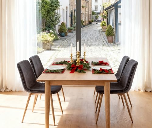 Dining Chairs Set of 4 Velvet Kitchen Chairs with Metal Legs Grey Modern Mid-Century Dining Room Chairs for Holiday Gatherings, Daily Use, Office Leisure Side Chairs