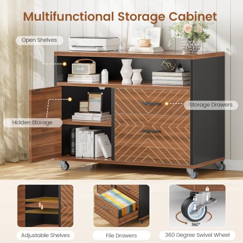 71" Executive Desk with Rolling File Cabinet, Large Office Desk with Drawers, view 6