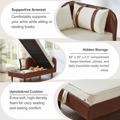 65'' Chaise Lounge with Storage Space, Oversized Indoor Recliner, view 4