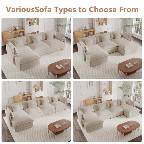 Luxury Oversized 3 Piece Sofa Set, 2 Pieces of 2 Seater and 1 Piece of 3 Seater Sofa, Modern Chenille Comfy Cloud Couches Set with 13 Pillow for Living Room Office, Light Coffee