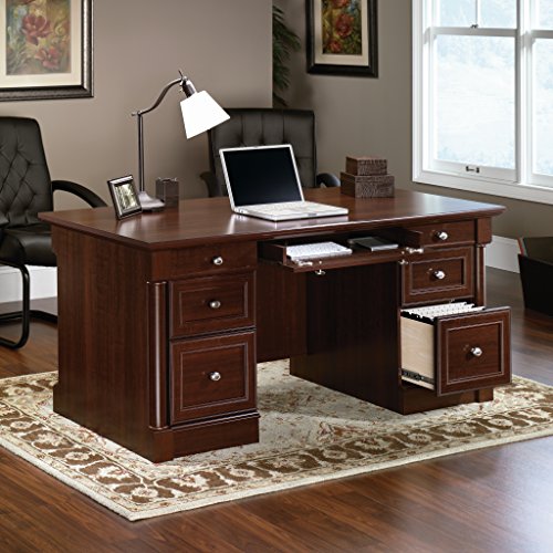 Palladia Office Desk with Drawers, Executive Desk with File Cabinet Storage, view 5