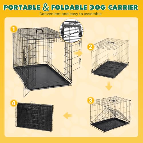 Extra Large Dog Crate 48 Inch Double Door Pet Cage Kennel, view 6