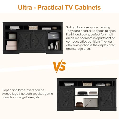 Farmhouse TV Stand for 65+ Inch TV, Tall Entertainment Center, view 4