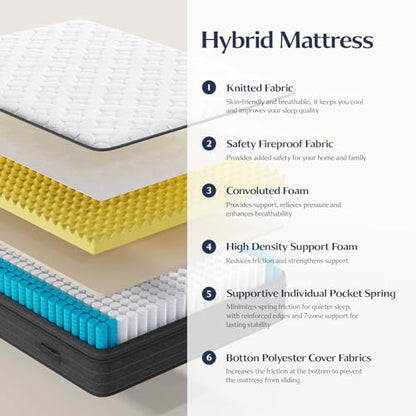 12 Inch Queen Hybrid Mattress in a Box, Medium Firm, Gray, view 8