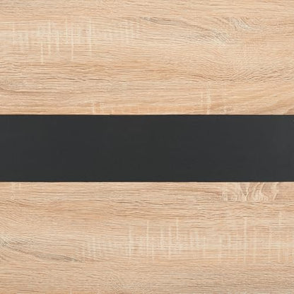 SAFAVIEH Home Collection Leith Mid-Century Scandinavian Natural/Black Stripe Rectangle Dining Table