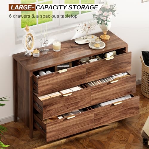 Dresser for Bedroom with 6 Drawers, 47.2" Modern Chest of Drawers, view 4