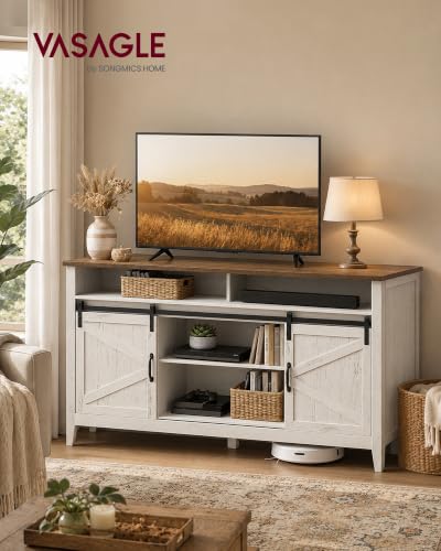 Tall Farmhouse TV Stand, Entertainment Center with Barn Doors, view 4