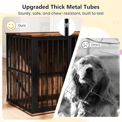47.5" Dog Crate Furniture with Hidden Feeding Drawer & Side Storage Cabinet, view 7