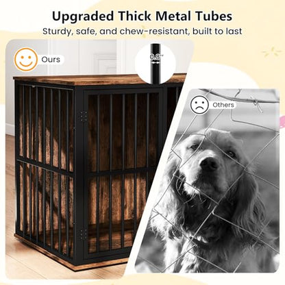47.5" Dog Crate Furniture with Hidden Feeding Drawer & Side Storage Cabinet, view 7