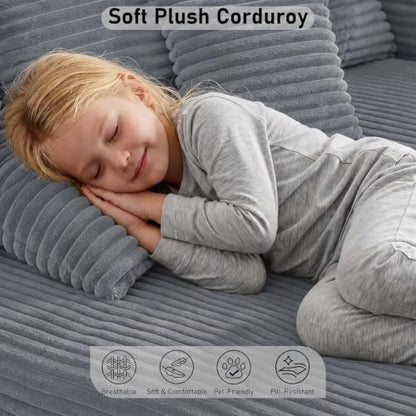 65 inch Boneless Chaise Lounge Chair Indoor, Oversized Cloud Chair, Grey, view 7