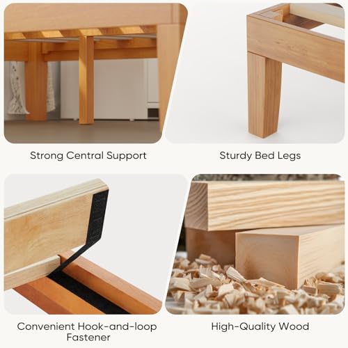 Solid Wood Pine Platform Bed Frame with Storage, view 7