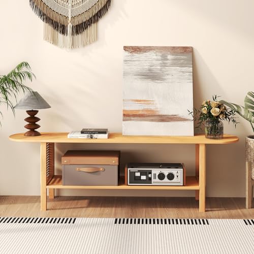 Bamboo TV Stand with Storage for TVs up to 65", view 8