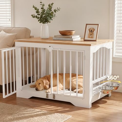 38 Inch Modern Farmhouse Dog Crate Furniture End Table, view 2