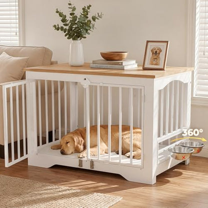 38 Inch Modern Farmhouse Dog Crate Furniture End Table, view 2