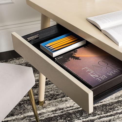 Safavieh Home Office Parker Modern White Washed and Gold 1-drawer Desk
