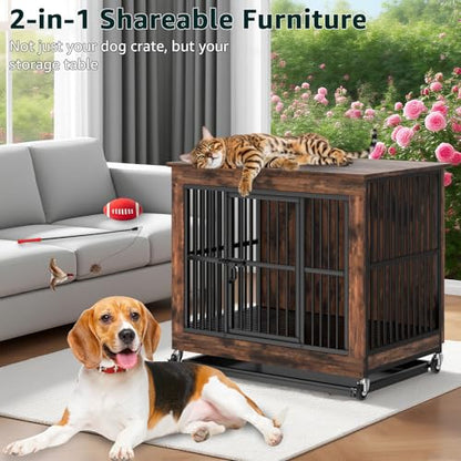 98 cm Wooden Dog Crate End Table for Large Dogs, view 3