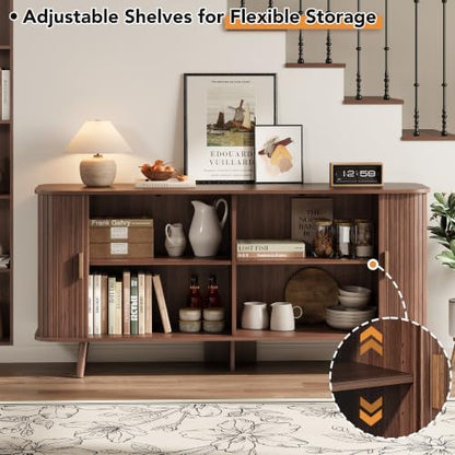 63" Fluted Sideboard Buffet Cabinet with Sliding Door, view 6