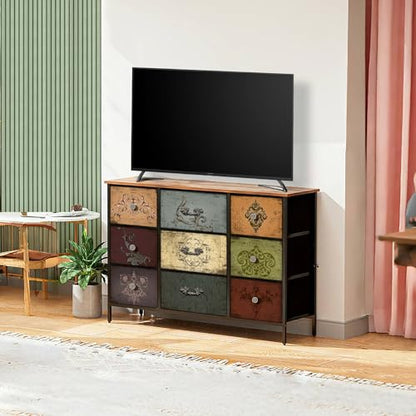 Dresser for Bedroom with 9 Deep Fabric Drawers, Wide TV Stand, view 3