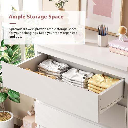 5 Drawer Dresser for Bedroom, White Dresser Chest of Drawers, view 5