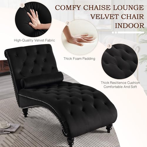 Velvet Chaise Lounge Chair Indoor, view 6