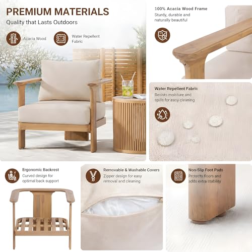 Kera 4-Seater Patio Furniture Set with Removable Cushion, view 8