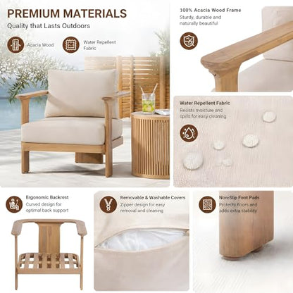 Kera 4-Seater Patio Furniture Set with Removable Cushion, view 8