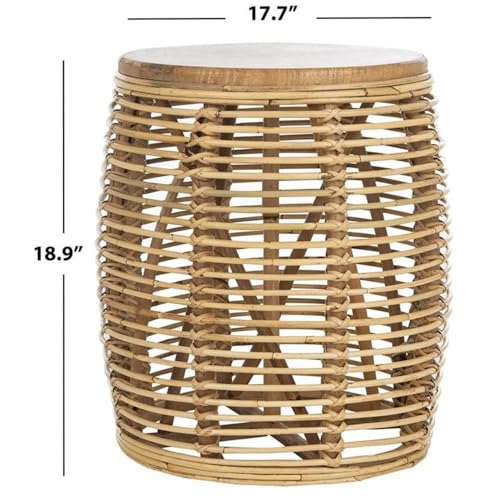 Safavieh Home Maui Coastal Natural Rattan Drum Stool Table