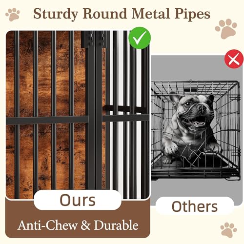 AFLUI 41.4" Dog Crate Furniture, Rustic Brown, view 8