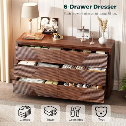55.12" Modern Chest of Drawer, 6 Deep Drawers, Clothes Organizer, view 4