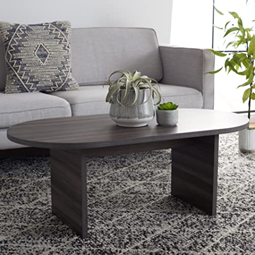 Safavieh Home Collection Gareth Modern Distressed Black Oval Top Coffee Table, Medium