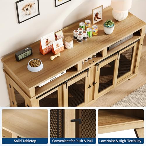 71'' Dog Crate Furniture for 2 Dogs, view 6
