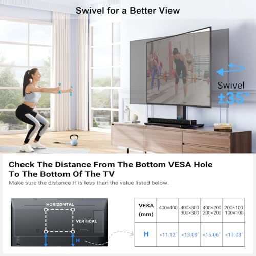 Universal Swivel TV Stand for 32-75 inch TVs, Table Top TV Stand Base up to 99 lbs, 4 Height Adjustable Universal TV Legs with Tempered Glass Base, Max VESA 600x400mm, PSTVS02-N1