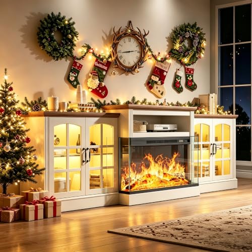 97'' Fireplace TV Stand with 3-Sided Electric Fireplace up to 100" TV, view 4